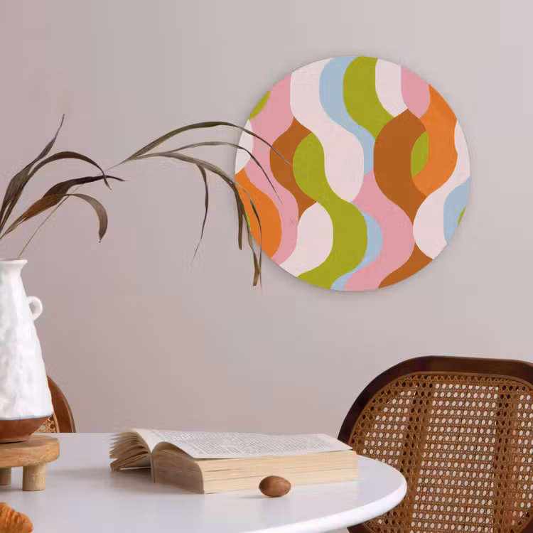 Abstract - Vormen - Roze Akoestische PET Vilt - Rond klein -sfeer3