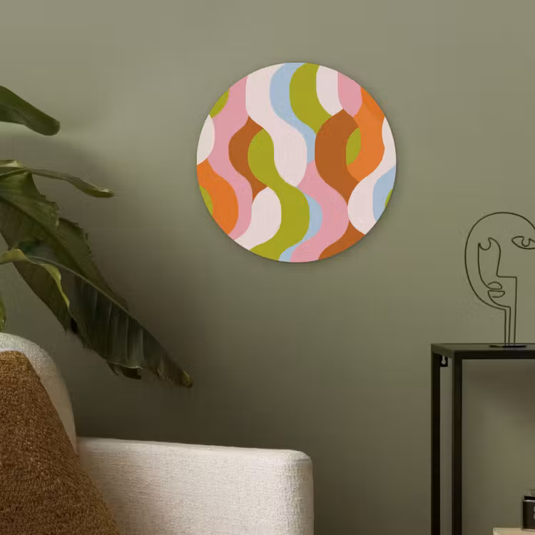 Abstract - Vormen - Roze Akoestische PET Vilt - Rond klein -sfeer2