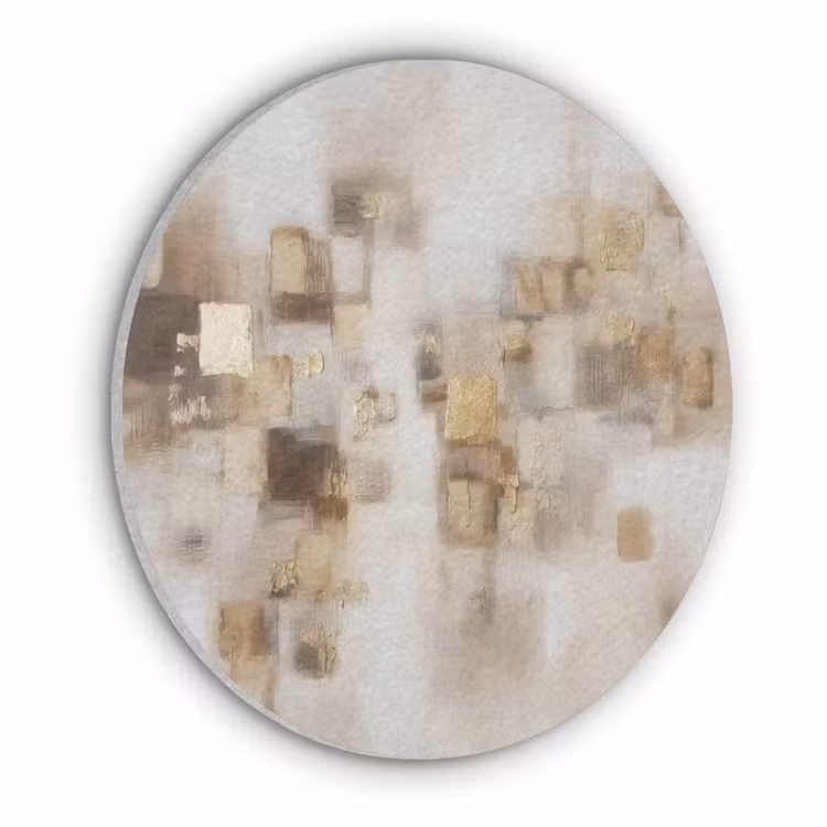 Abstracte vierkanten - Aardetonen - Mistig Akoestische PET Vilt - Rond klein -3d