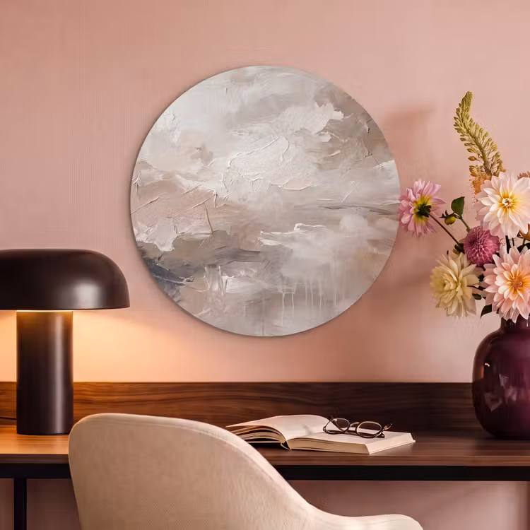 Abstract - Textuur - Kunst - Modern - Beige Akoestische PET Vilt - Rond klein -sfeer3