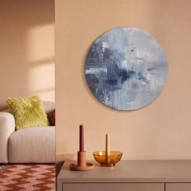 Abstract - Textuur - Kunst - Modern - Blauw Akoestische PET Vilt - Rond klein -sfeer1
