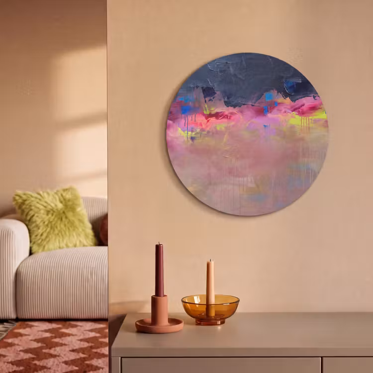 Abstract - Textuur - Kleuren - Modern - Roze Akoestische PET Vilt - Rond klein -sfeer1