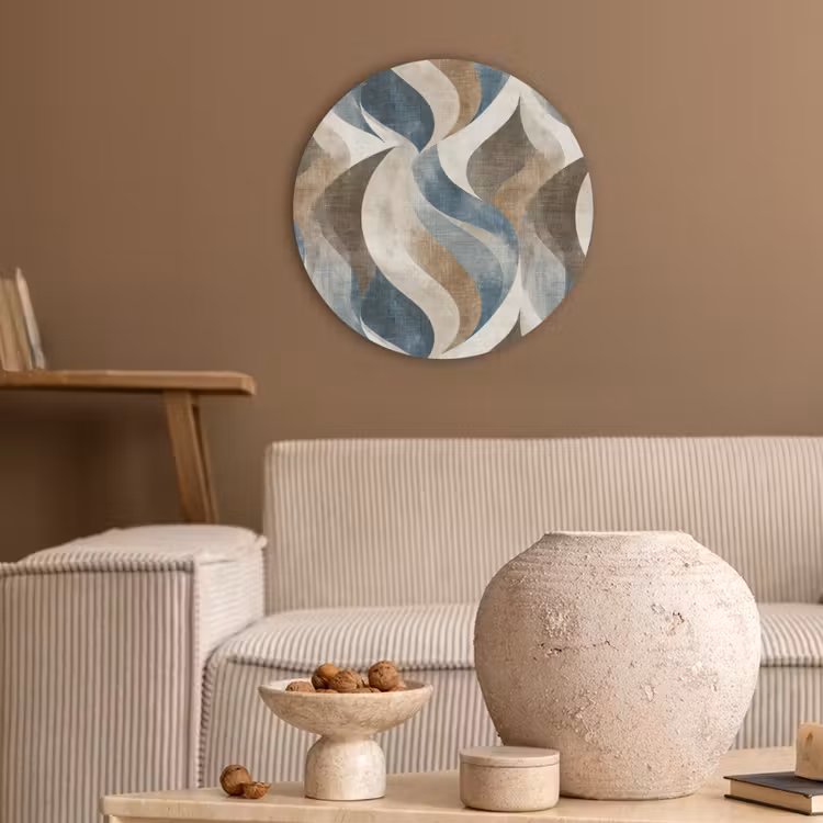Abstract - Golven - Kleurrijk Akoestische PET Vilt - Rond klein 838 -sfeer1