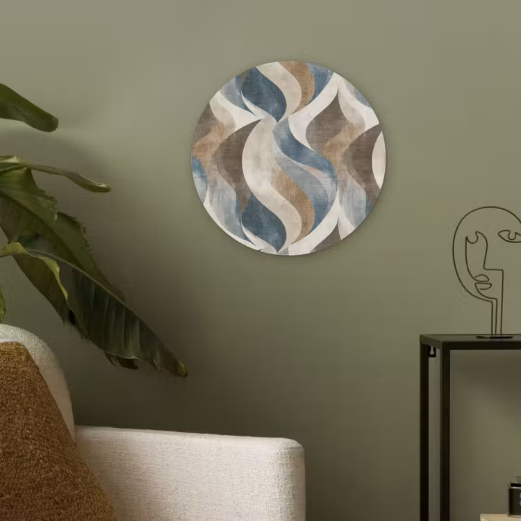 Abstract - Golven - Kleurrijk Akoestische PET Vilt - Rond klein 838 -sfeer2