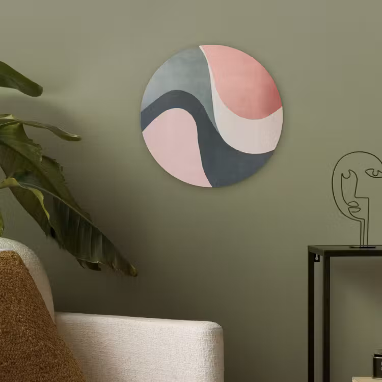 Abstract - Golven - Sierlijk - Roze Akoestische PET Vilt - Rond klein -sfeer2
