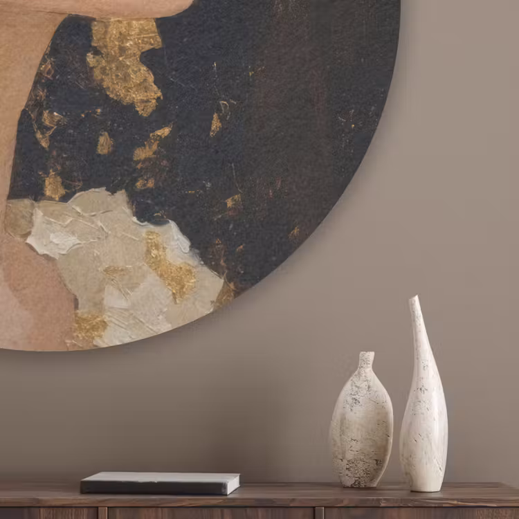 Abstract - Vrouw - Bloemen - Wit Akoestische PET Vilt - Rond klein -sfeer5_closeup