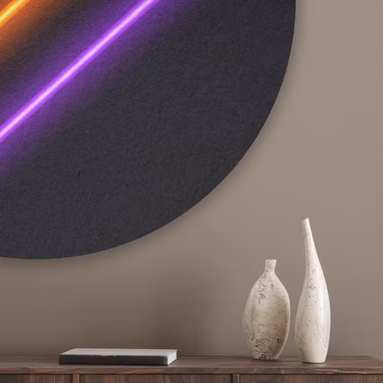 Esthetiek - Retro - Neon Akoestische PET Vilt - Rond klein -sfeer5_closeup