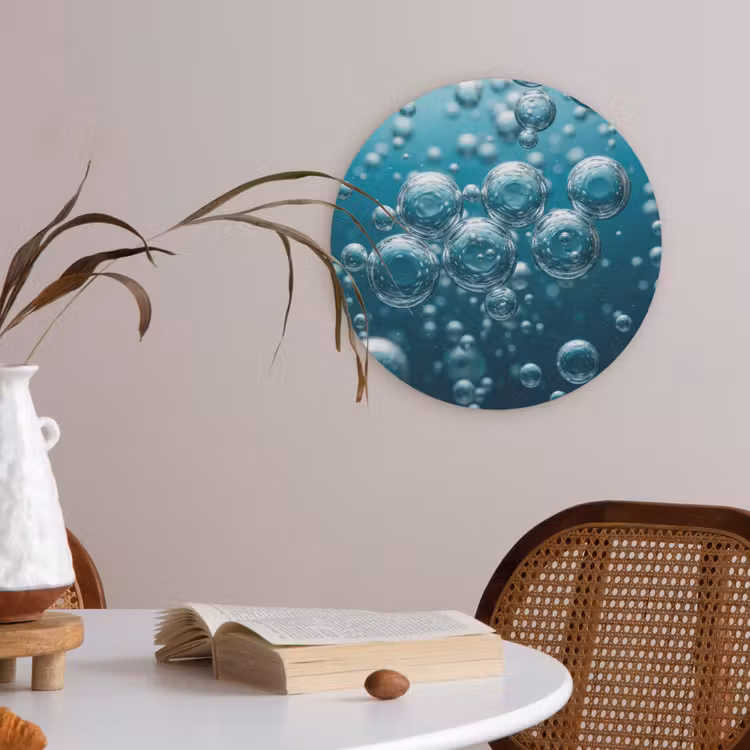 Luchtbellen - Dynamisch - Blauw Akoestische PET Vilt - Rond klein -sfeer3