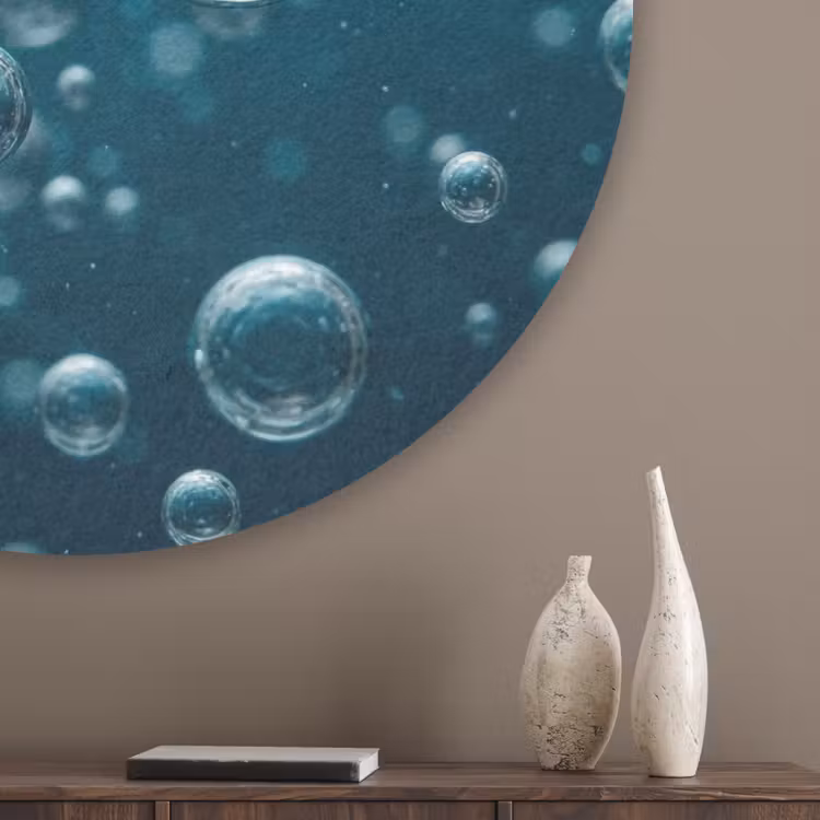 Luchtbellen - Dynamisch - Blauw Akoestische PET Vilt - Rond klein -sfeer5_closeup