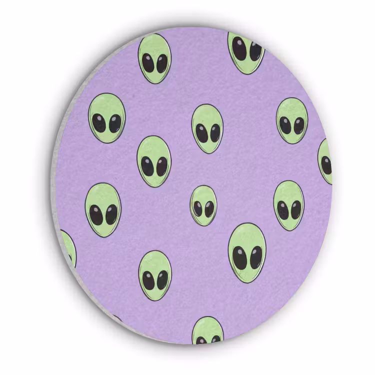 Alien - Retro - Lila Akoestische PET Vilt - Rond klein 838 -3d