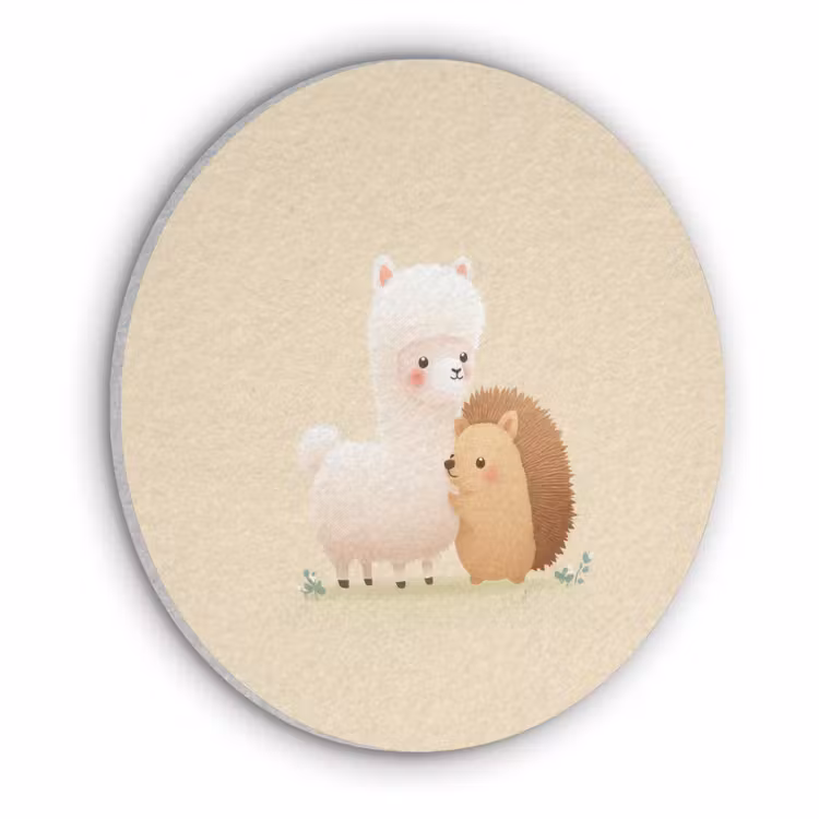 Alpaca - Egel - Bruin - Knuffelen Akoestische PET Vilt - Rond klein -3d