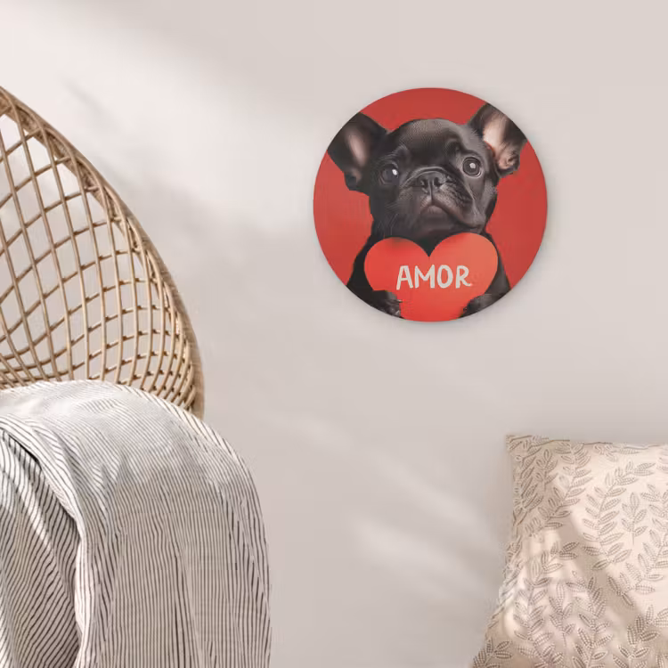 Amor - Hond - Hartje - Rood Akoestische PET Vilt - Rond klein -sfeer4