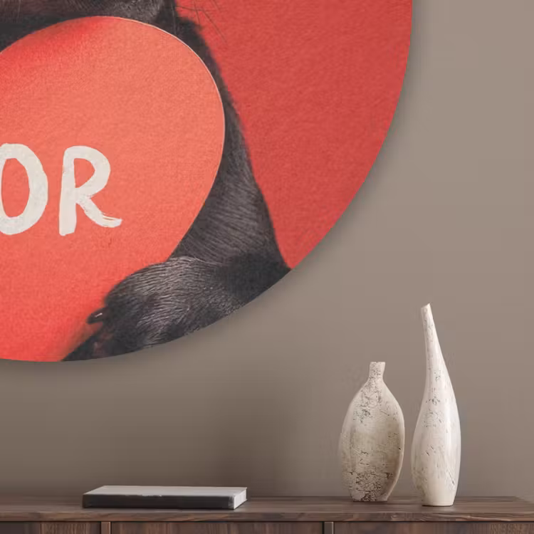 Amor - Hond - Hartje - Rood Akoestische PET Vilt - Rond klein -sfeer5_closeup