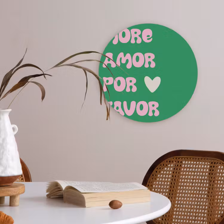 Amor - Valentijn - Groen - Tekst Akoestische PET Vilt - Rond klein -sfeer3