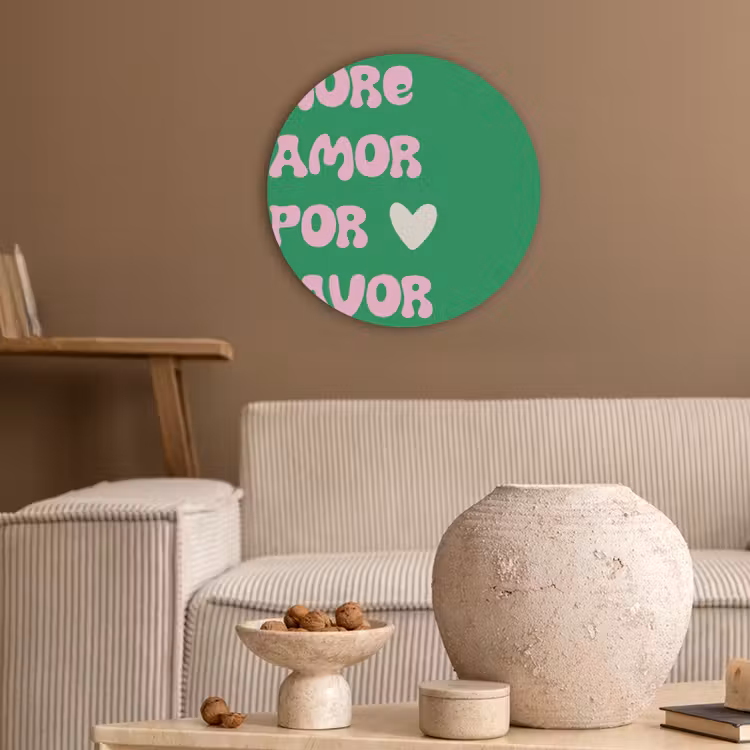Amor - Valentijn - Groen - Tekst Akoestische PET Vilt - Rond klein -sfeer1