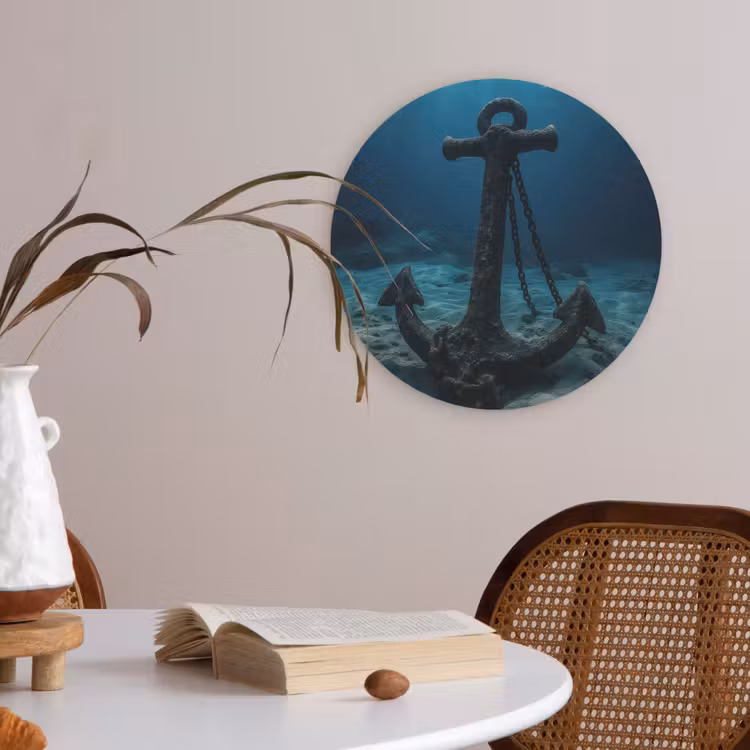Anker - Ijzer - Zeebodem - Zand Akoestische PET Vilt - Rond klein -sfeer3