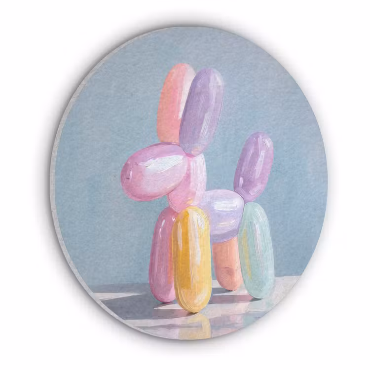 Dier - Ballon - Pasteltinten - Glanzend Akoestische PET Vilt - Rond klein -3d