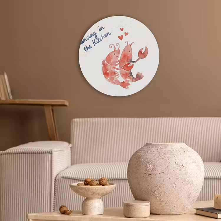 Dier - Dans - Liefde - Waterverf - Rood Akoestische PET Vilt - Rond klein -sfeer1