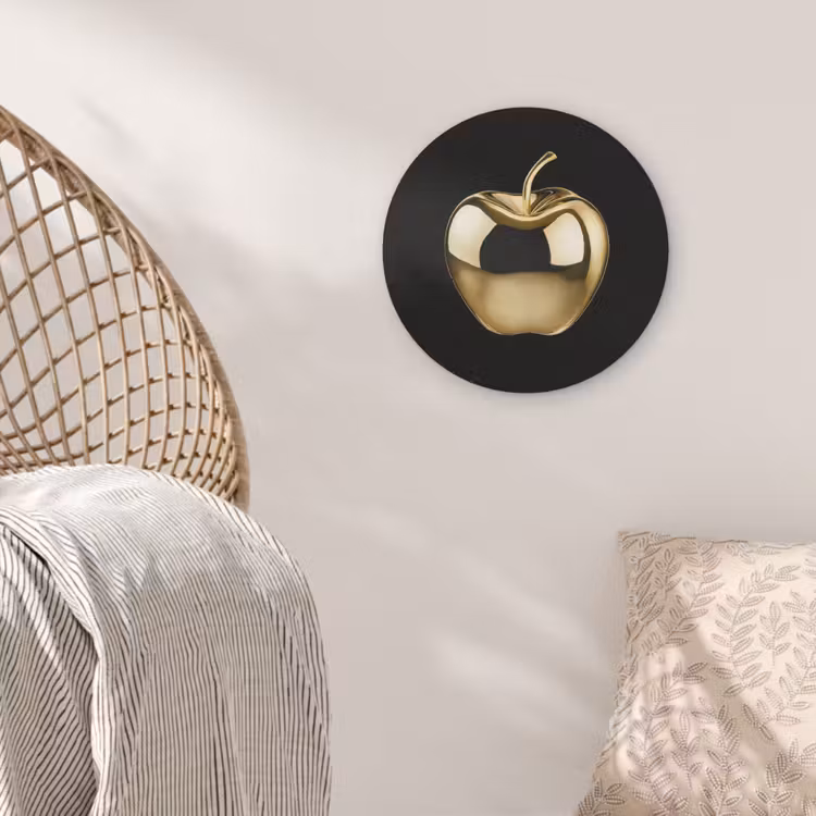 Appel - Goud - Chrome - Zwart Akoestische PET Vilt - Rond klein -sfeer4