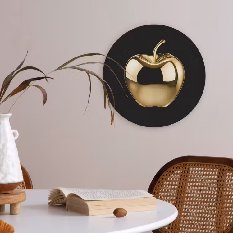 Appel - Goud - Chrome - Zwart Akoestische PET Vilt - Rond klein -sfeer3