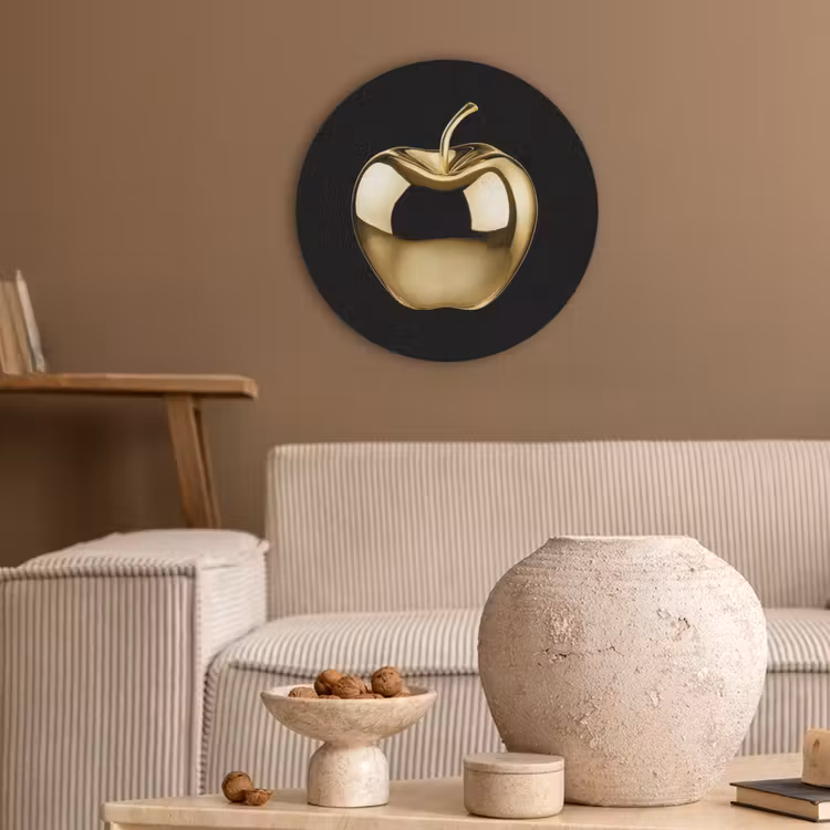 Appel - Goud - Chrome - Zwart Akoestische PET Vilt - Rond klein -sfeer1