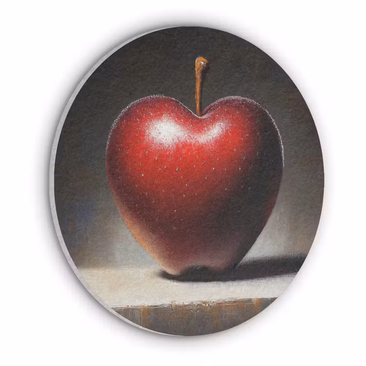Apple - Hart - Rood Akoestische PET Vilt - Rond klein -3d