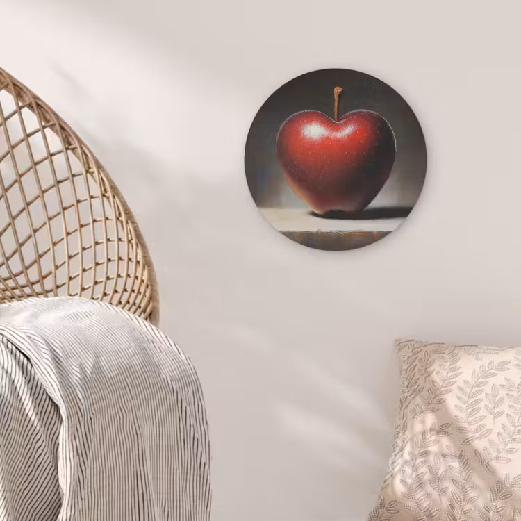 Apple - Hart - Rood Akoestische PET Vilt - Rond klein -sfeer4