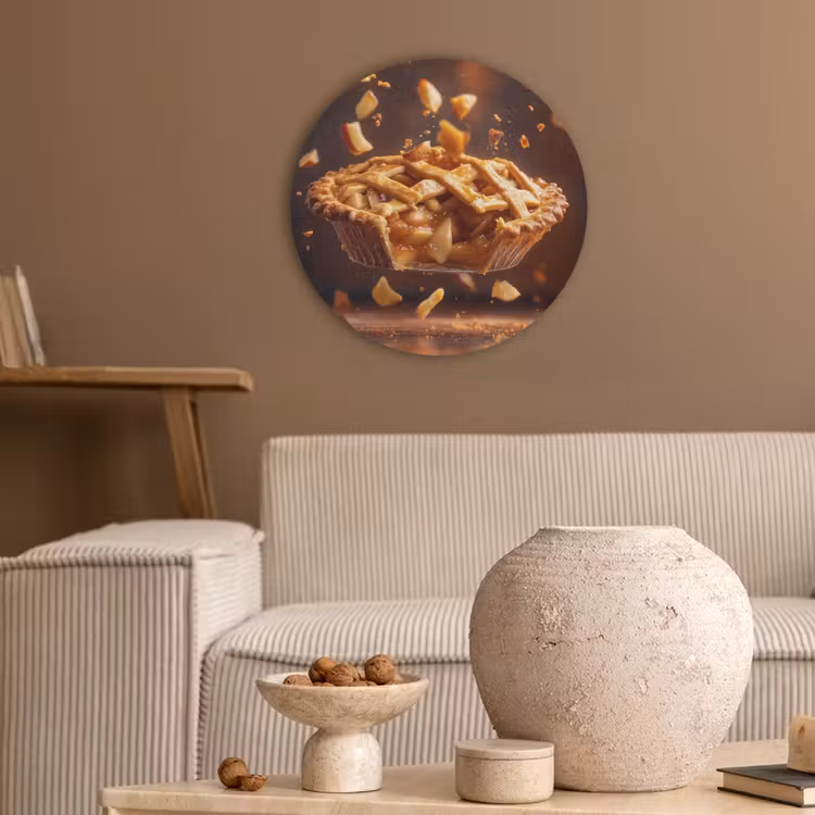 Appel - Taart - Warm - Eten Akoestische PET Vilt - Rond klein -sfeer1