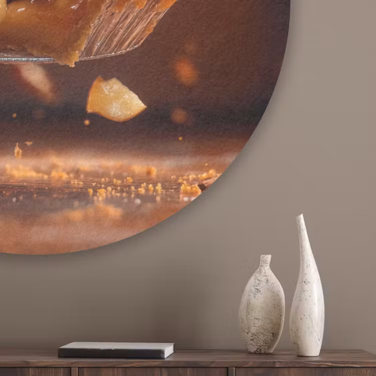 Appel - Taart - Warm - Eten Akoestische PET Vilt - Rond klein -sfeer5_closeup
