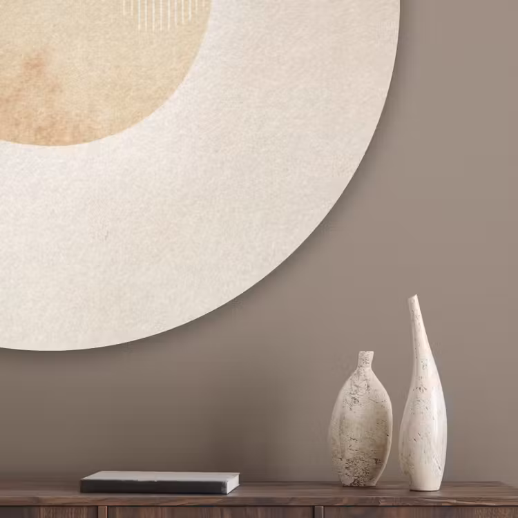 Bogen - Beige - Vormen Akoestische PET Vilt - Rond klein -sfeer5_closeup