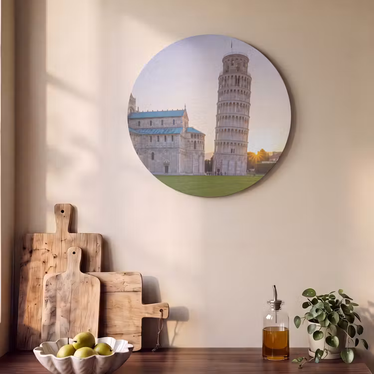 Architectuur - Toren - Pisa - Italië - Zonsondergang Akoestische PET Vilt - Rond klein -sfeer2