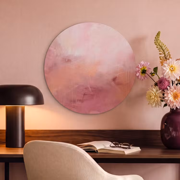 Kunst - Vloeiend - Pastel - Abstract Akoestische PET Vilt - Rond klein -sfeer3