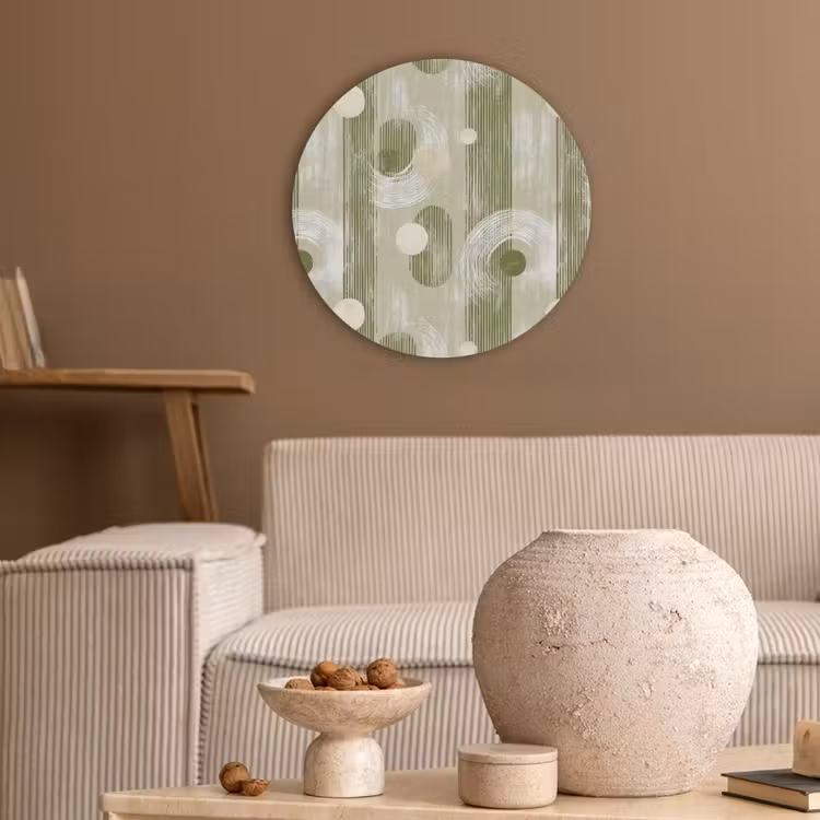 Artistiek - Modern - Groen Akoestische PET Vilt - Rond klein 838 -sfeer1
