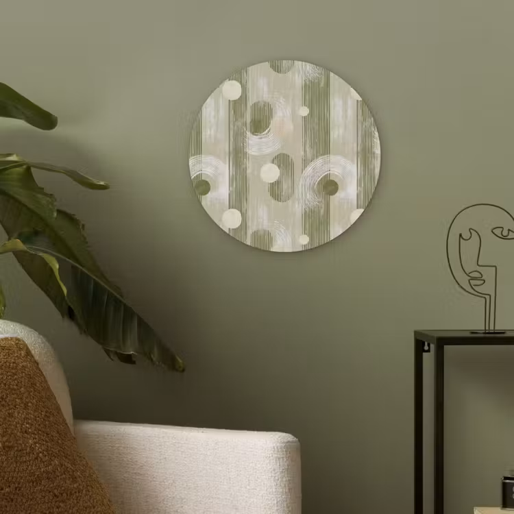 Artistiek - Modern - Groen Akoestische PET Vilt - Rond klein 838 -sfeer2