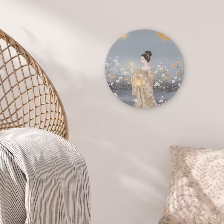 Aziatisch - Vrouw - Kimono Akoestische PET Vilt - Rond klein -sfeer4