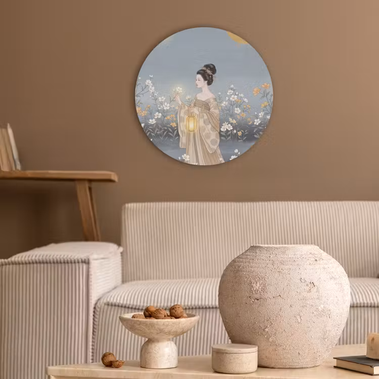 Aziatisch - Vrouw - Kimono Akoestische PET Vilt - Rond klein -sfeer1