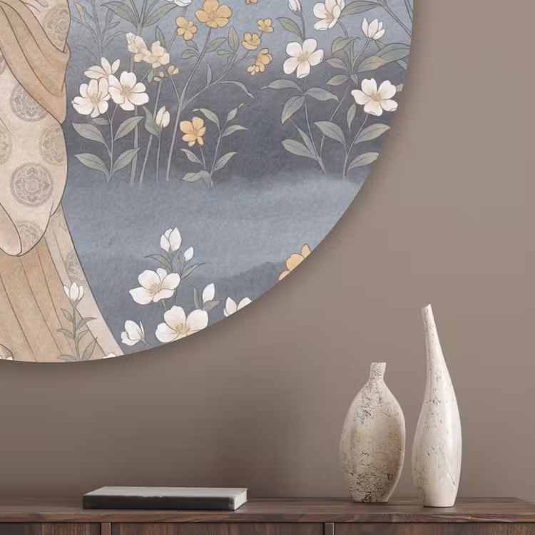 Aziatisch - Vrouw - Kimono Akoestische PET Vilt - Rond klein -sfeer5_closeup