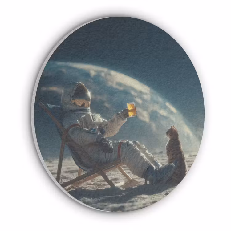 Astronaut - Kat - Glas - Stoel Akoestische PET Vilt - Rond klein -3d