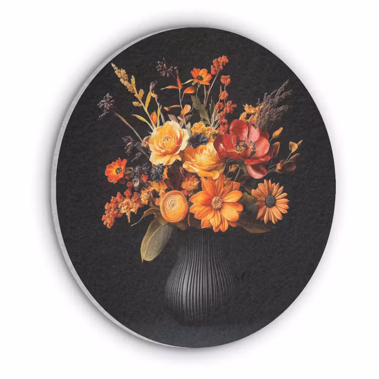 Herfst - Boeket - Oranje Akoestische PET Vilt - Rond klein -3d