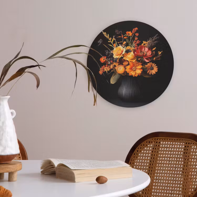 Herfst - Boeket - Oranje Akoestische PET Vilt - Rond klein -sfeer3