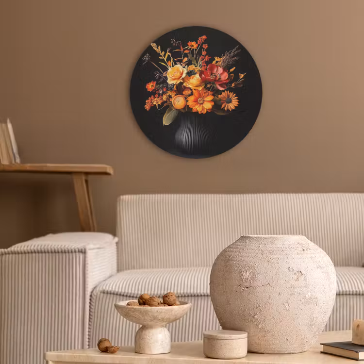 Herfst - Boeket - Oranje Akoestische PET Vilt - Rond klein -sfeer1