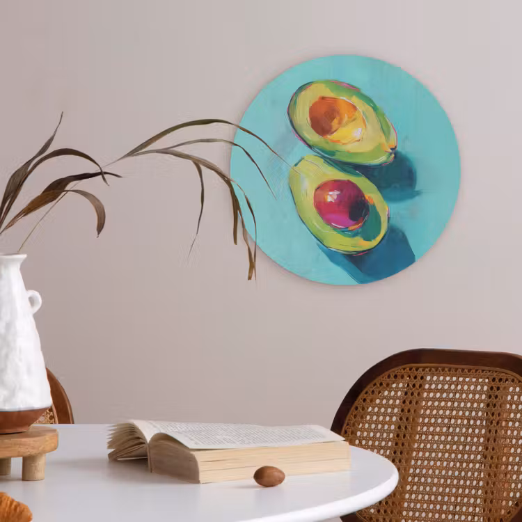 Avocado - Groen - Pit - Schaduw Akoestische PET Vilt - Rond klein -sfeer3
