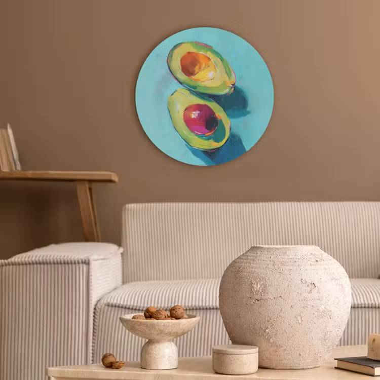 Avocado - Groen - Pit - Schaduw Akoestische PET Vilt - Rond klein -sfeer1