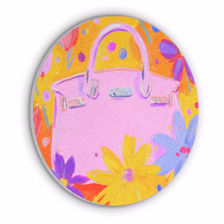 Tas - Roze - Bloemen Akoestische PET Vilt - Rond klein -3d
