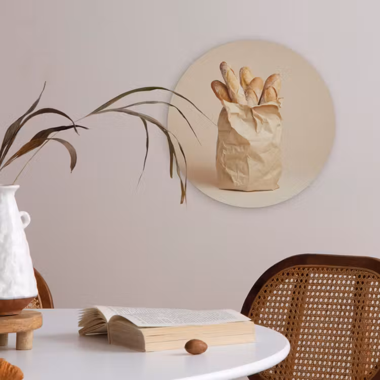 Baguette - Brood - Stokbrood - Beige Akoestische PET Vilt - Rond klein -sfeer3