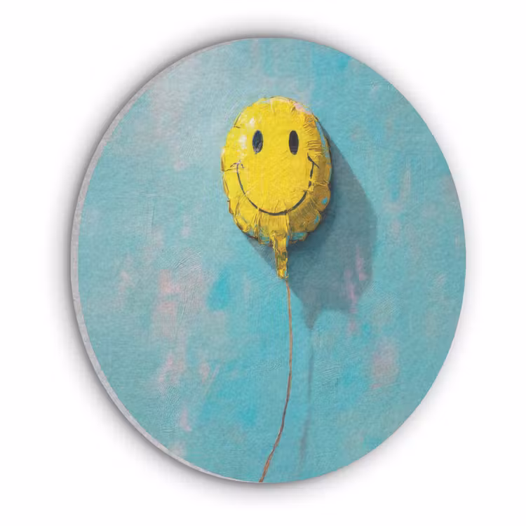 Ballon - Geel - Smiley Akoestische PET Vilt - Rond klein -3d