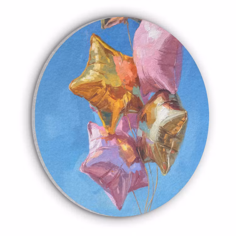 Ballonnen - Goud - Stervorm - Roze Akoestische PET Vilt - Rond klein -3d