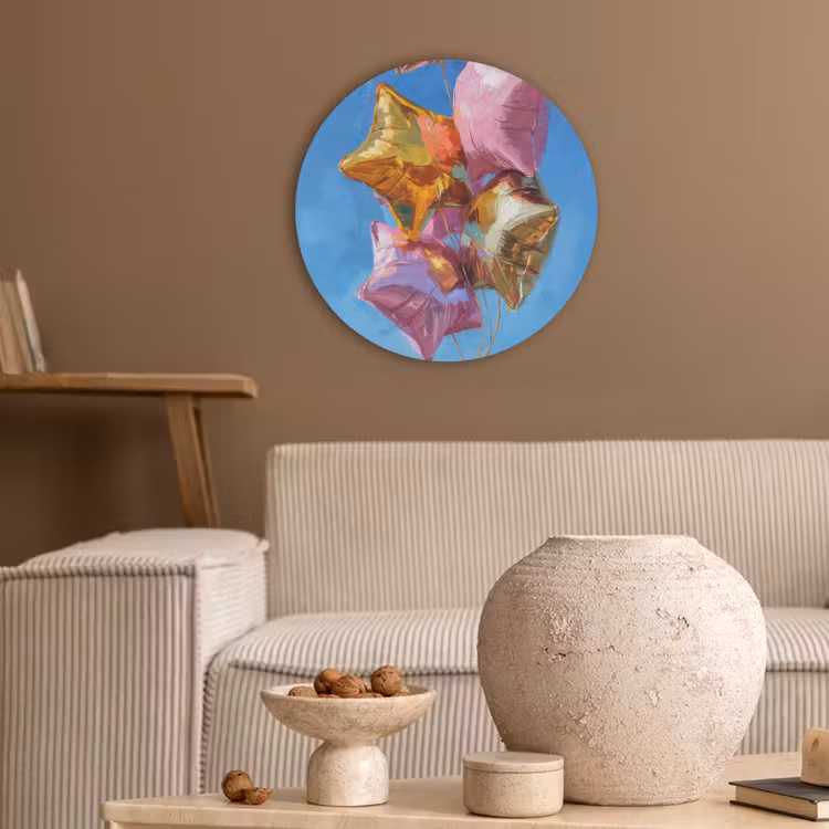 Ballonnen - Goud - Stervorm - Roze Akoestische PET Vilt - Rond klein -sfeer1