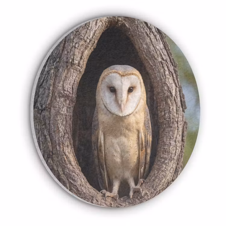 Kerkuil - Boom - Natuur - Bruin Akoestische PET Vilt - Rond klein -3d