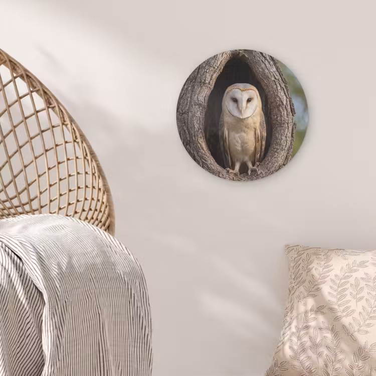Kerkuil - Boom - Natuur - Bruin Akoestische PET Vilt - Rond klein -sfeer4